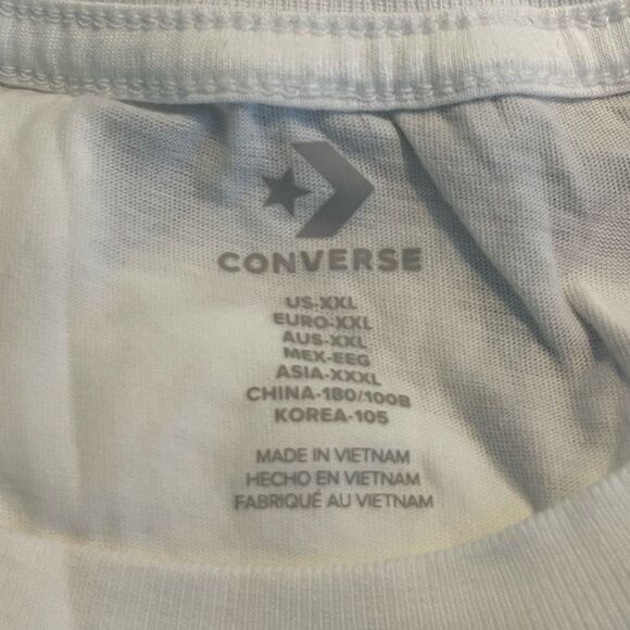 Converse Tie Dye Logo Graphic Tee White Green Cotton Knit Short Sleeve XXL - Picture 5 of 6